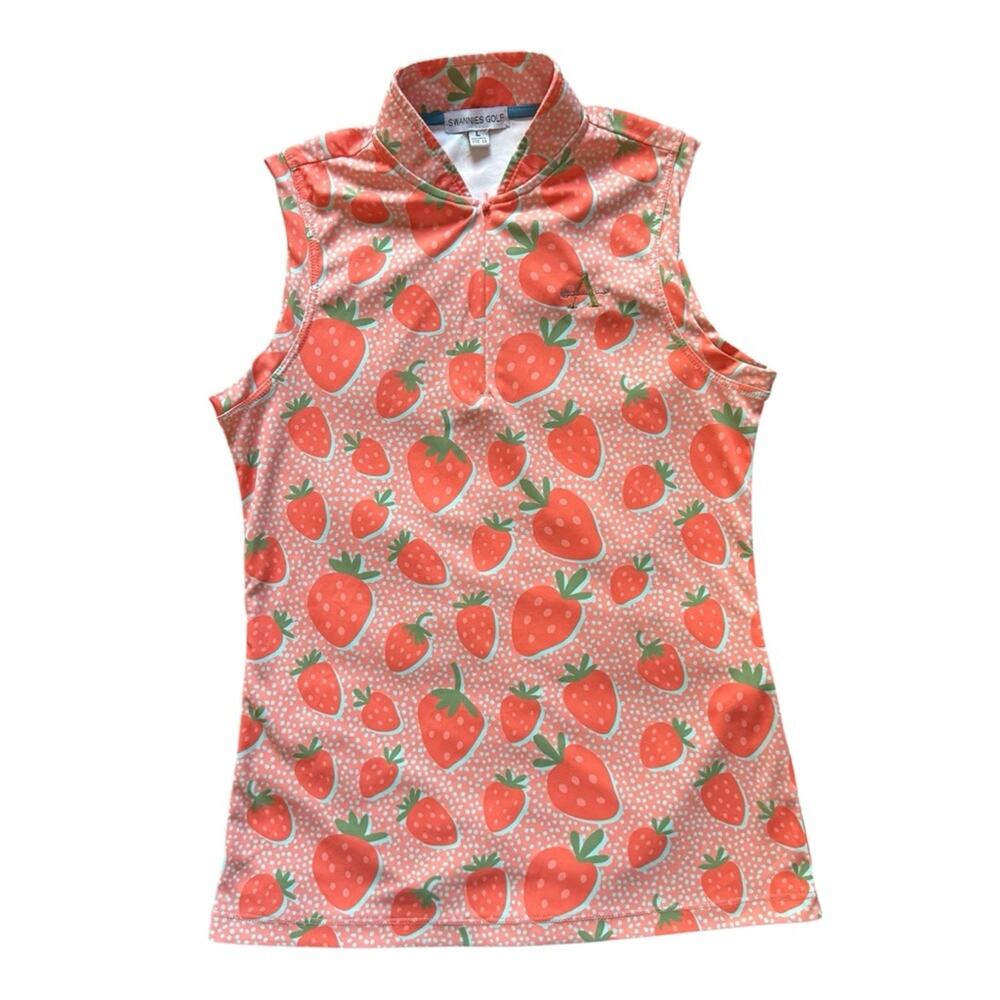 Girls' Swannies Makenna Sleeveless Golf Polo Strawberries Size L Y12-13